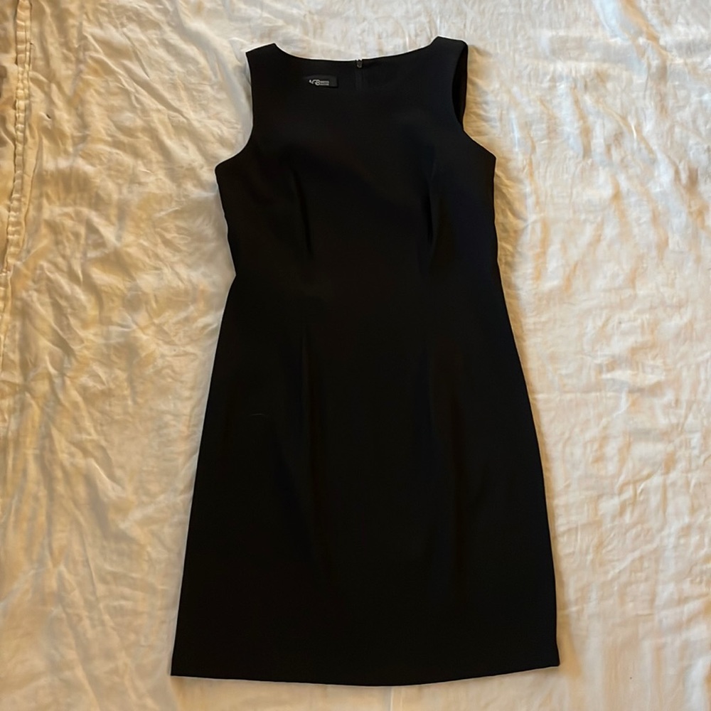 Black AGB sheath dress, size 6P.